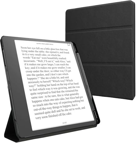 kwmobile E-Reader Schutzhülle kompatibel mit Amazon Kindle Scribe (2022/2024) Hülle - Kunstleder Case für eReader mit zweifachen Ständer und Stifthalter in Schwarz