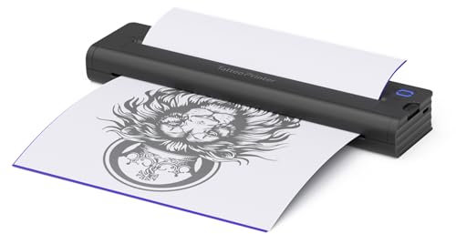 Bisofice A41 Tattoo Drucker Stencil Drucker Tattoo Thermal Transfer mit 10pcs Transferpapier, Thermodrucker Tattoodrucker Kompatibel mit Smartphone, Android iOS Mac Windows