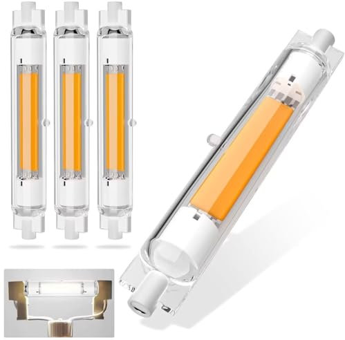 Dvnoua R7S LED 118mm Dimmbar 30W, R7S LED Dimmbar Lampen Ersatz für 300W Halogen Leuchtmittel, Kaltweiß 6000K 3000LM Kein Flackern, 360°Abstrahlwinkel Stab-Glühbirne, 4PCS