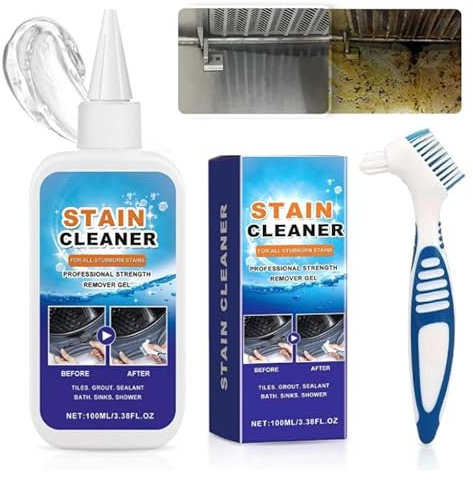 Gel smacchiatore per uso domestico, detergente per lavatrice a carica frontale, gel smacchiatore per doccia, spazzola per la pulizia della lavatrice,ideale per piastrelle, lavandini, cucine, docce