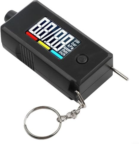 Black Digital Tyre Pressure Gauge, Tyre Tread Depth GaugeChecker With Large LCD Display Key Ring For Car Truck Bike