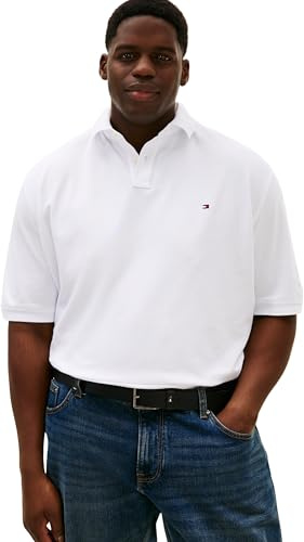 Tommy Hilfiger Herren Poloshirt Kurzarm 1985 Regular aus Baumwolle mit Stretch, Weiß (White), 2XL