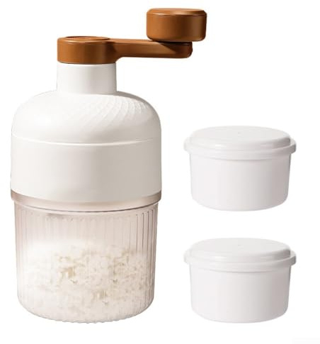 Kompakte manuelle Eiszerkleinerer für hausgemachte Schneekegel und erfrischende Eis-Leckereien (Ice Crusher+Eiswürfelschale)