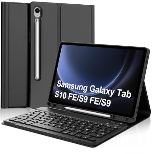 IVEOPPE Clavier pour Samsung Galaxy Tab S9 FE/S10 FE 10.9/S9 11, Bluetooth Mégnétique Détachable AZERTY Coque Clavier pour Samsung Galaxy Tab S9 FE/S10 FE 10.9/S9 11, Noir