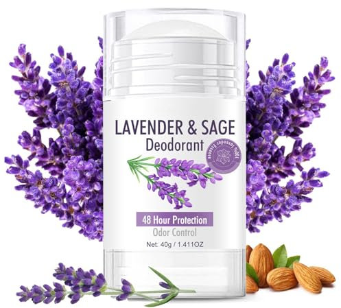 Natürlicher Lavendel-Deo-Stick, Ganzkörper-Anti-Transpirant-Deo-Stick für Damen und Herren, langanhaltender Schweiß- und Geruchsschutz, schnell einziehend und nicht fettend, aluminiumfrei, 40 g