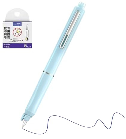 Fontana Pencil - Fountain Pen For Writing | Homtrator Fountain Pen Retrable | 0.38mm 5 Refillable Ink Cartridge Tool | Smooth Writing Caligraphy Metallic Body | P