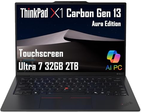 Lenovo ThinkPad X1 Carbon Gen 13 Aura Edition AI PC Laptop (14 FHD+ Touchscreen, Intel 12-Core Ultra 7 255U, 32GB DDR5, 2TB SSD, (> i7-1355U)), 2X Thunderbolt 4, Backlit, FP, IR Webcam, Win 11 Pro