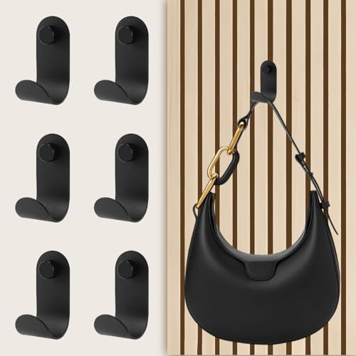 Taimimy Haken Akustikpaneele ohne Bohren Metall, Kleiderhaken Akustikpaneele,Schwarze,Rostfrei & Belastbar, Garderobenhaken kompatibel mit Horizontalen/Vertikalen Paneelen – Wandhaken, 6er Set
