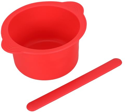 Liner in Silicone per Wax Bowl, Pot Insert per Fusione Cera | Rosso, Fondo Piatto, con Spatola Inclusa, Non Aderente e Resistente al Calore, Facile da Pulire
