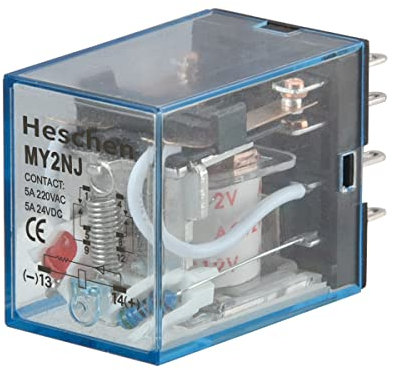 Heschen Allgemeine Zweck Relais, MY2NJ, 12VAC Spule, 5A 24VDC/220VAC, DPDT, LED-Anzeige