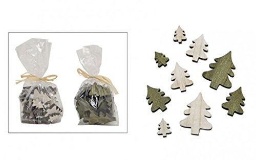 Streudekoration aus Holz 30 tlg. b3t5h7cm Tannen (verschiedene Varianten) Tischdekoration Weihnachten Winter Schmuck Deko Baum (weiß)