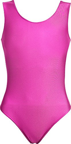 Hi-Co Body senza maniche per bambine e ragazze, per scuola, sport, danza, ginnastica e danza classica, Rosa fucsia, 9-10 anni