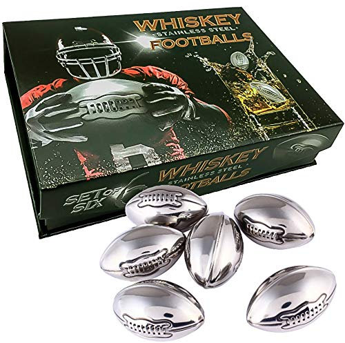 Whisky Stones Edelstahl Fußbälle, Geschenke von Tochter Frau Sohn Wiederverwendbare Chilling Rocks Eiswürfel Bierkühler Cool Geburtstagsgeschenk für Ihn Mann Vatertag Papa Ehemann Sportfan
