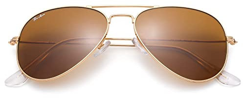 Pro Acme Polarised Sunglasses Women Men Classic Pilot Sunglasses 100% Real Glass UV400 Lens (Gold Frame/Crystal Brown Gradient, 58)