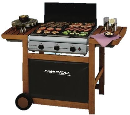 PEBSHOP Barbecue à gaz en bois, 128 x 59 x H88 cm.