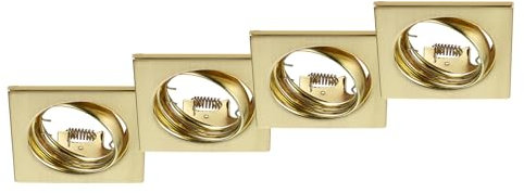 meineWunschleuchte 4er Set Deckeneinbaustrahler eckig in Messing matt, 8cm x 8cm