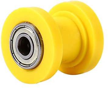 Keenso Rouleau de Chaîne Curseur Tendeur, 8mm Guide de Roue de Tendeur de Glisseur de Guide de Poulie pour Moto Pit Dirt Mini Vélo Atv(Yellow)
