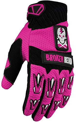 Broken Head MX-Handschuhe Faustschlag - Motorrad-Handschuhe Für Motocross, Enduro, Mountainbike - Pink - Größe XS