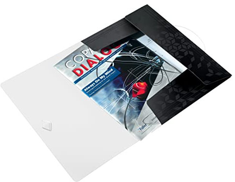 Leitz WOW Eckspannermappe aus Kunststoff, A4, Gummizugverschluss, Schwarz, WOW, 45990095