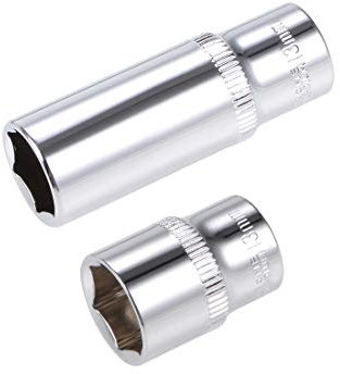 sourcing map 1/4-Inch Drive by 13mm Deep and Shallow Socket Set of 2 Pcs, Cr-V, 6-Point, Metric