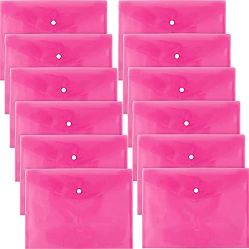 D.RECT 5530 12 Stück A4 | Dokumentenmappe mit Druckknopf | Dokumententasche Sammelmappe | Rosa