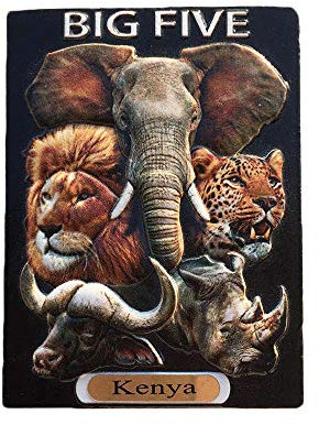 Kenya 3D Big Five Animals Refrigerator Magnet Souvenirs Handmade Resin Magnetic Stickers Home Kitchen Decoration,Kenya Fridge Magnet Collection Gift