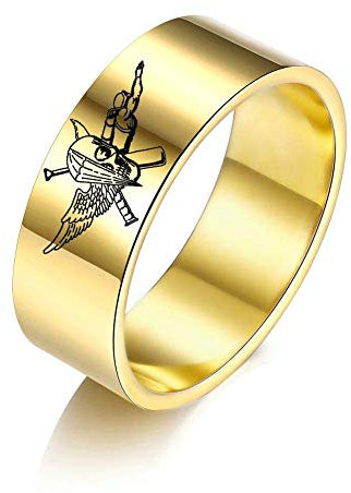 NA 8 mm breiter Titanstahl US Marine Force Recon Militärringe für Männer Frauen, Silber/Schwarz/Gold Größe 5-13