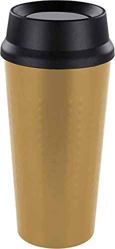 BOHORIA® Premium Edelstahl Kaffee-to-Go-Becher mit Gravur – personalisierte Geschenkidee – Thermo-Becher – Doppelwandig & Vakuumisoliert - 360 ml – Reise-Becher – Autobecher Travel Mug (Gold)