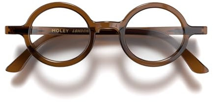 LONDON MOLE Runde Lesebrille | Moley-Brille | Coole Leser | Stilvolle Brille für Herren Damen Unisex | Federscharniere | Transparent | + 1,0 Vergrößerung