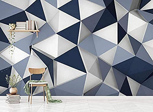 Papier peint 3D bleu blanc motif losange géométrique Simple murale effet 3D pour les peintures murales de salon et papier peint 3d gris poster pierre photo salon chambre chambre enfant-350cm×256cm