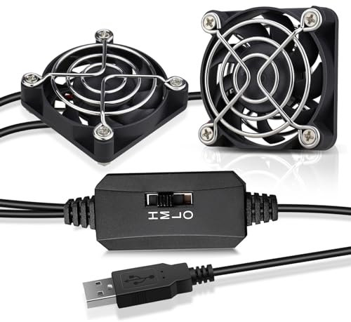 GDSTIME 2-Pack 50mm USB Fans with 3 Speed Control, Mini 5V DC Brushless Computer Cooling Fan for Projector VR Gear Raspberry Pi TV Box Small Appliances Series Replacement