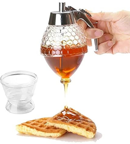 Dispensador de Miel, Transparente Dispensador de Miel Acrílica, Dispensador de Jarabe Casero Vintage, Tanque de Distribución, para Miel, AlmíBar, Mermelada, Sirope de Chocolate(MATERIAL PLÁSTICO)