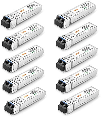 6COMGIGA 10GBase-LR SFP+ Transceiver, 10G LC Single Mode Modul DDM, 1310nm, 10km für Cisco SFP-10G-LR, Meraki MA-SFP-10GB-LR, Ubiquiti UF-SM-10G, Mikrotik, D-Link, Supermicro, Netgear [10er-Pack]