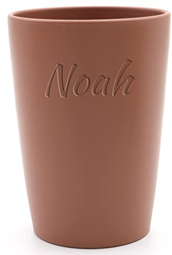Magu 1 Personalisierter Becher aus Biopolymer (100% Erdölfrei) mit Namen | Trinkbecher + Individuelle Namensgravur Zahnputzbecher Natur Design terra