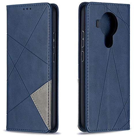 Posanter Kompatibel mit Nokia 5.4 Hülle, Premium Leder Brieftasche Flip Handytasche Schutzhülle Klapphülle, 360 Grad TPU Stoßfest Leder Hülle mit [Magnetisch, Kartenfach, Standfunktion] (Blau)