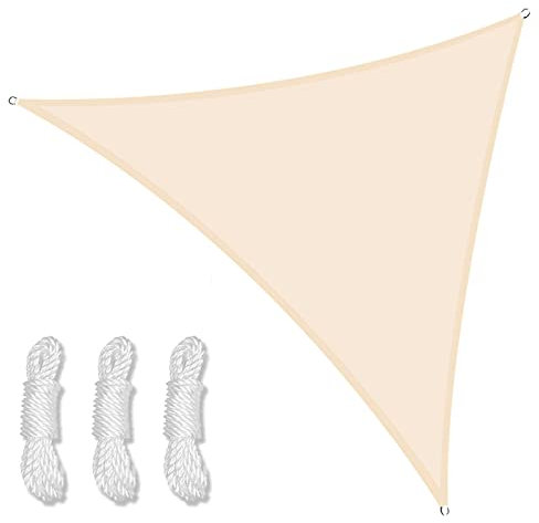 PRELGOSP Sonnensegel Dreieckig mit Uv Schutz, Wasserdicht Sonnensegel Terrassenüberdachung, Windsegel für Garten Terrasse Camping (3.6x3.6x3.6m,beige)