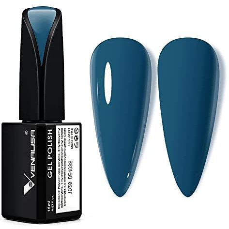 VENALISA Blue Gel Polish, 15 ml, UV Nail Lamp, Durable Manicure, Soak-Off, Shellac