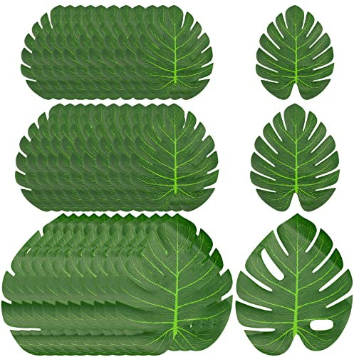 duisoad 39 Pezzi Foglie Finte della Giungla, Monstera Simulazione Foglie per le Decorazioni della Festa di Compleanno Della Giungla della Spiaggia delle Hawaii