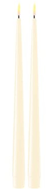 Deluxe Homeart Cream LED Stabkerze mit Lack, 2 stck (28 cm) (
