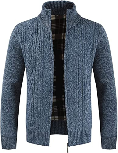 westAce Mens Zip Up Thick Fleece Lined Winter Knitted Cardigan Classic Jumper Cardigan