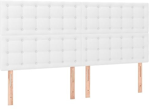 vidaXL Kopfteil, Bettkopfteil mit Holzbeinen, Höhenverstellbar Polsterkopfteil für Bett, Betthaupt Bettzubehör Schlafzimmer, Weiß 200x5x118/128 cm Kunstleder