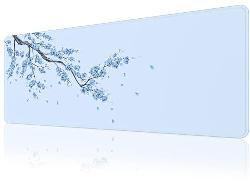EFISH Nero giapponese Plum Blossoms Mouse Pad (800×300×3MM) Tappetino per mouse esteso di grandi dimensioni,bordi cuciti Tappetino per mouse,Base in gomma antiscivolo,Tappetino per mouse da gioco