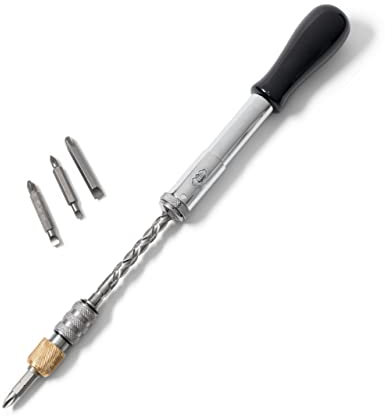 Kings County Tools 12 Yankee Style Screwdriver | 2 Double-Sided Bits, 4.5mm & 5.5mm Philips & Flathead | 2 Single-Sided Bits, PH3 (Philips) and Size 7 Flat Head | Quick Change Hex Chuck