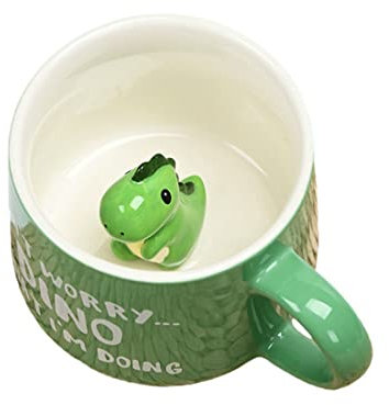 Tasse Dinosaure 3d Tasse à café 3D en céramique avec motif animal à l'intérieur, 350 ml, faite à la main, tasse à lait cadeaux pour Noël, anniversaire, fête des mèresamis, enfants (Dinosaure)