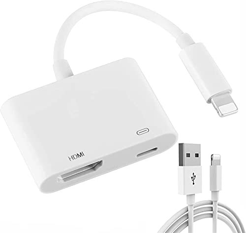 SZBJSMF Adaptateur Hdmi, Adaptateur IPhone Hdmi vers Hdmi Câble Adapter Plug and Play pour IPhone/IPad, Convertisseur d'écran de Synchronisation Audio et Vidéo 1080P…