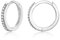 Silber Creolen für Frauen, 925 Sterling Silber Creolen mit Zirkonia, Leicht Klein Huggies Ohrringe Kreolen 8mm