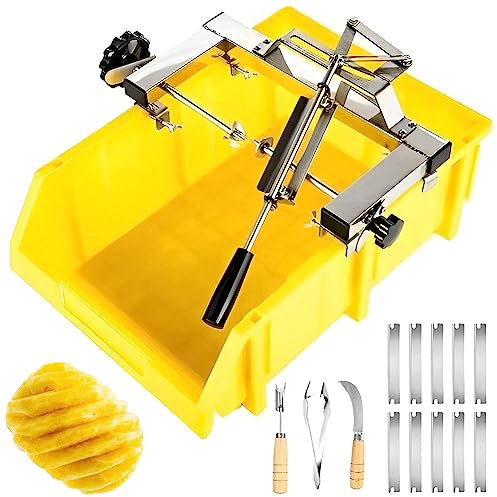 QUTBAG Macchina per sbucciare Ananas, pelapatate a manovella per Ananas in Acciaio Inossidabile, Kit Macchina pelapatate per Uso Domestico, Ristorante, Bar, supermercato D