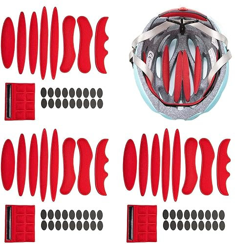 YXHZVON Schaumstoffpolster für Fahrradhelm, 3 Sätze Helm Bewegung Schwamm Helmpolster für Motorrad- und Fahrradhelmpolster, Rot