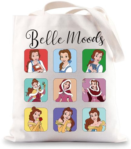 BWWKTOP Prinzessin Belle Tragetasche Belle Fans Geschenk Prinzessin Belle Moods Einkaufstasche für Filmfans, Belle Moods, Einheitsgröße