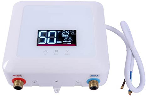 Elektrischer Durchlauferhitzer Mini-Wassererhitzer 7500W Durchlauferhitzer mit LCD-Display Untertisch-Wassererhitzer für Küche Bad und Waschmaschine (Weiß)